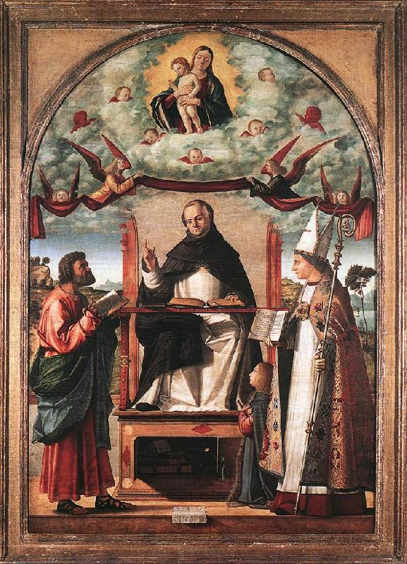 CARPACCIO, Vittore St Thomas in Glory between St Mark and St Louis of Toulouse dfg
